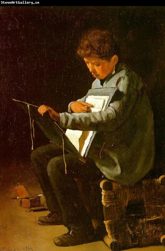 Francois Bonvin Seated Boy with a Portfolio